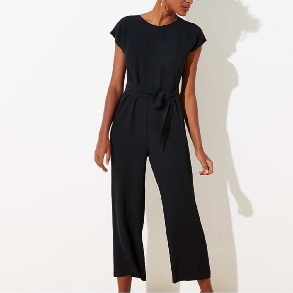 Loft V-Back Tie Waist Jumpsuit